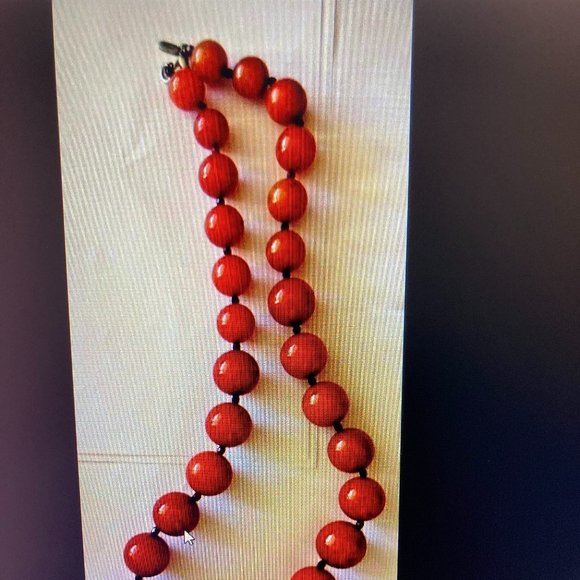 vintage authentic ben amun red graduated ball bead strand necklace - Picture 2 of 7